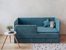Диван-кровать Happy (бирюзовый) в Лебедёвке - lebedyovka.mebel-nsk.ru | фото