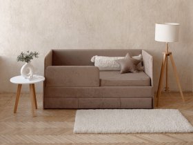 Диван-кровать Happy (капучино) в Лебедёвке - lebedyovka.mebel-nsk.ru | фото
