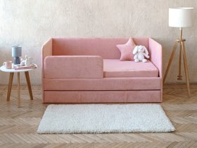 Диван-кровать Happy (коралловый) в Лебедёвке - lebedyovka.mebel-nsk.ru | фото