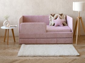 Диван-кровать Happy (розовый) в Лебедёвке - lebedyovka.mebel-nsk.ru | фото