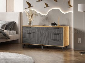 Комод (1500) Флэш (дуб крафт/браш графит) в Лебедёвке - lebedyovka.mebel-nsk.ru | фото