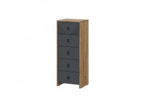 Комод 5ящ. Байкал (дуб крафт золотой/графит) в Лебедёвке - lebedyovka.mebel-nsk.ru | фото