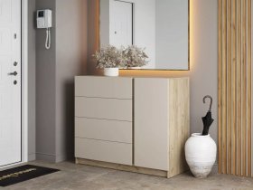 Комод Бостон  КМ-001 (дуб крафт серый/кашемир) в Лебедёвке - lebedyovka.mebel-nsk.ru | фото