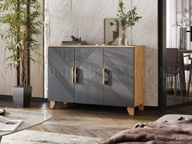 Комод Ирис (дуб крафт/браш графит) в Лебедёвке - lebedyovka.mebel-nsk.ru | фото