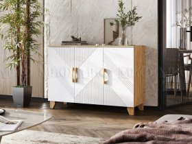 Комод Ирис (дуб крафт/браш вайт) в Лебедёвке - lebedyovka.mebel-nsk.ru | фото