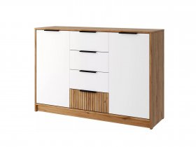 Комод КМ-002 Ивис (дуб крафт золотой/белый) в Лебедёвке - lebedyovka.mebel-nsk.ru | фото