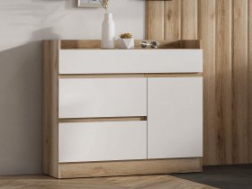 Комод с дверкой Брауни (дуб делано/белый) в Лебедёвке - lebedyovka.mebel-nsk.ru | фото
