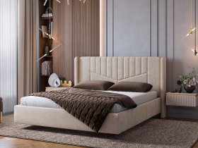 Кровать двуспальная 1,6м Диор (кашемир суфле (велюр)) в Лебедёвке - lebedyovka.mebel-nsk.ru | фото