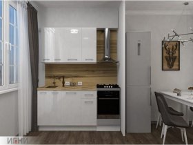 Кухонный гарнитур МДФ Выгодно и точка 1,5 м (белый глянец) в Лебедёвке - lebedyovka.mebel-nsk.ru | фото