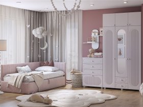 Модульная детская Милана (белое дерево/сакура) в Лебедёвке - lebedyovka.mebel-nsk.ru | фото