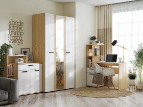 Модульная детская Санса (дуб сонома/белый) в Лебедёвке - lebedyovka.mebel-nsk.ru | фото
