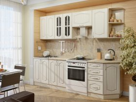 Модульная кухня Классика-1 (дуб молочный) в Лебедёвке - lebedyovka.mebel-nsk.ru | фото