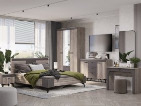 Модульная спальня Кассандра (дуб смоки/MF14) в Лебедёвке - lebedyovka.mebel-nsk.ru | фото
