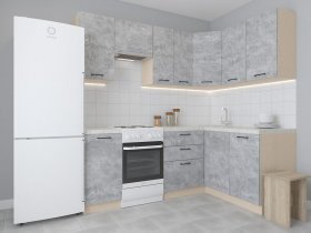 Модульная угловая кухня 1,4м*2,1м Лада (цемент) в Лебедёвке - lebedyovka.mebel-nsk.ru | фото