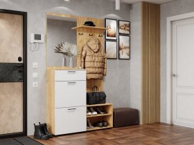Прихожая Монтана (дуб крафт золотой/белый) в Лебедёвке - lebedyovka.mebel-nsk.ru | фото