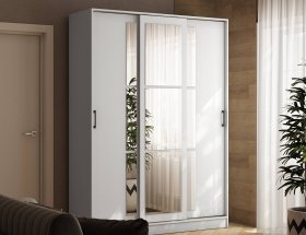 Шкаф-купе 1,6м «Стиль-2» (белый) в Лебедёвке - lebedyovka.mebel-nsk.ru | фото