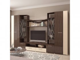 Стенка Гамма (дуб венге/дуб молочный) в Лебедёвке - lebedyovka.mebel-nsk.ru | фото