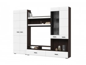 Стенка ГС-01 Либерти (венге/белый глянец) в Лебедёвке - lebedyovka.mebel-nsk.ru | фото