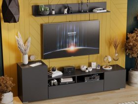 Стенка «Сильвия» (графит серый) в Лебедёвке - lebedyovka.mebel-nsk.ru | фото