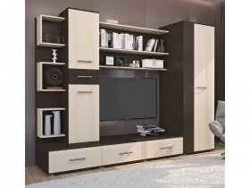 Стенка Верона (дуб венге/дуб молочный) в Лебедёвке - lebedyovka.mebel-nsk.ru | фото