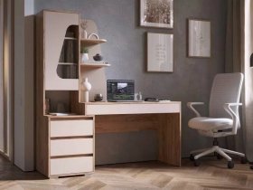 Стол компьютерный Пифагор (дуб вотан/кашемир) в Лебедёвке - lebedyovka.mebel-nsk.ru | фото