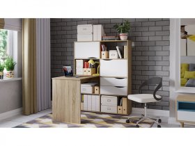 Стол письменный тип 7 (дуб сонома/белый ясень) в Лебедёвке - lebedyovka.mebel-nsk.ru | фото