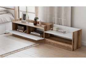 Тумба под ТВ Брауни (дуб делано/белый) в Лебедёвке - lebedyovka.mebel-nsk.ru | фото
