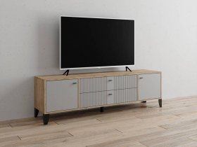 Тумба под ТВ Парус-10 (дуб крафт серый/серый) в Лебедёвке - lebedyovka.mebel-nsk.ru | фото