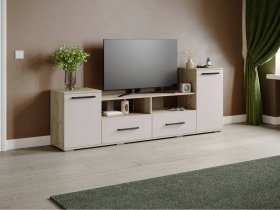 Тумба под ТВ Парус-2 (дуб крафт серый/кашемир) в Лебедёвке - lebedyovka.mebel-nsk.ru | фото
