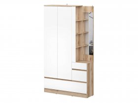Вешалка с зеркалом Брауни (дуб делано/белый) в Лебедёвке - lebedyovka.mebel-nsk.ru | фото